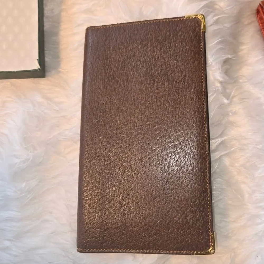 Gucci Vintage Brown Leather Long Bifold RARE Find Men's Breast Pocket Wallet